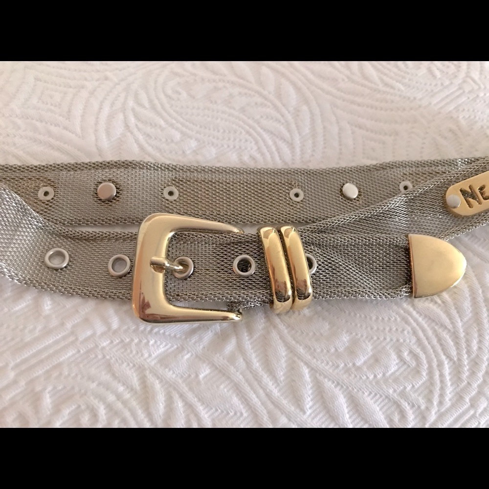 Vintage “CITIES“ 1990s Silver/ Gold Metal Mesh Vintage Belt - Picture 11 of 17
